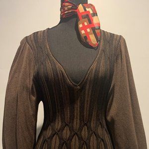 NEW Max Studio ladies black & brown long sleeve dress